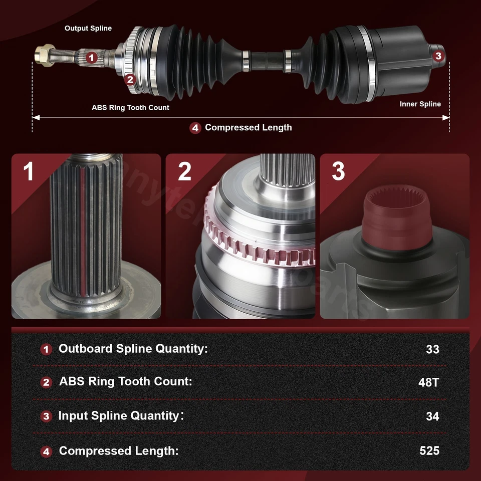 2 件前 CV 轴轴适用于 1995 - 2005 年雪佛兰骑士 Sunfire 带 4 Spd。 自动 — 第 3/4 张图片