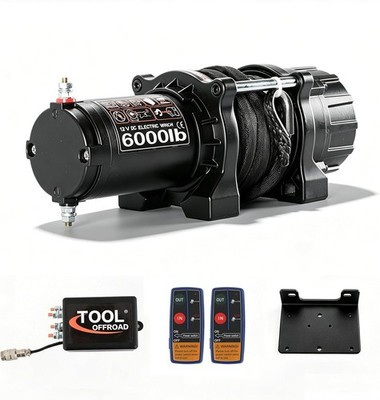 6000LBS 12V Electric Winch Synthetic Rope Remote for ATV UTV Boat Trailer Jeep
