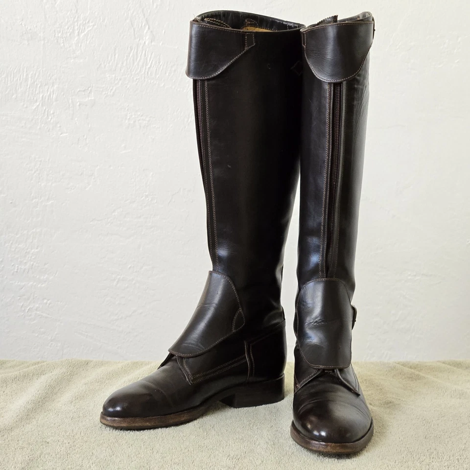 Botas de equitação femininas de couro tamanho EUA 6,5 de altura por ALBERTO FASCIANI fabricadas na ITÁLIA - Imagem 4 de 4