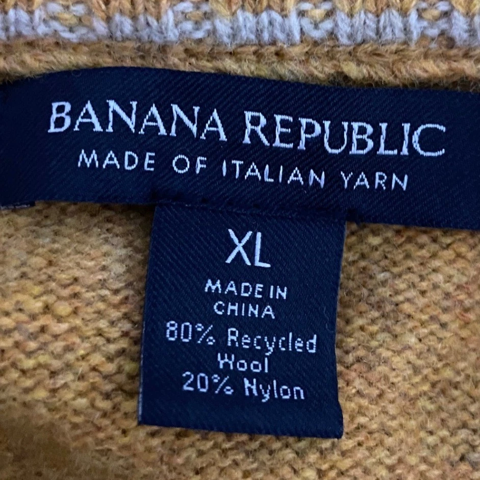 Suéter Banana Republic Amarillo Mostaza Botón Tejido Abuelo Lana Hilo Italiano XL Foto 4 de 4