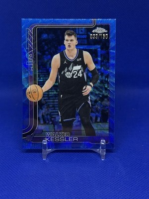 2025 Topps Chrome Update NBA Walker Kessler Blue Wave #100 /150 Jazz
