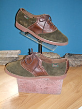1980s Bass Brown/green suede Saddle Shoes Leather sz 8 M