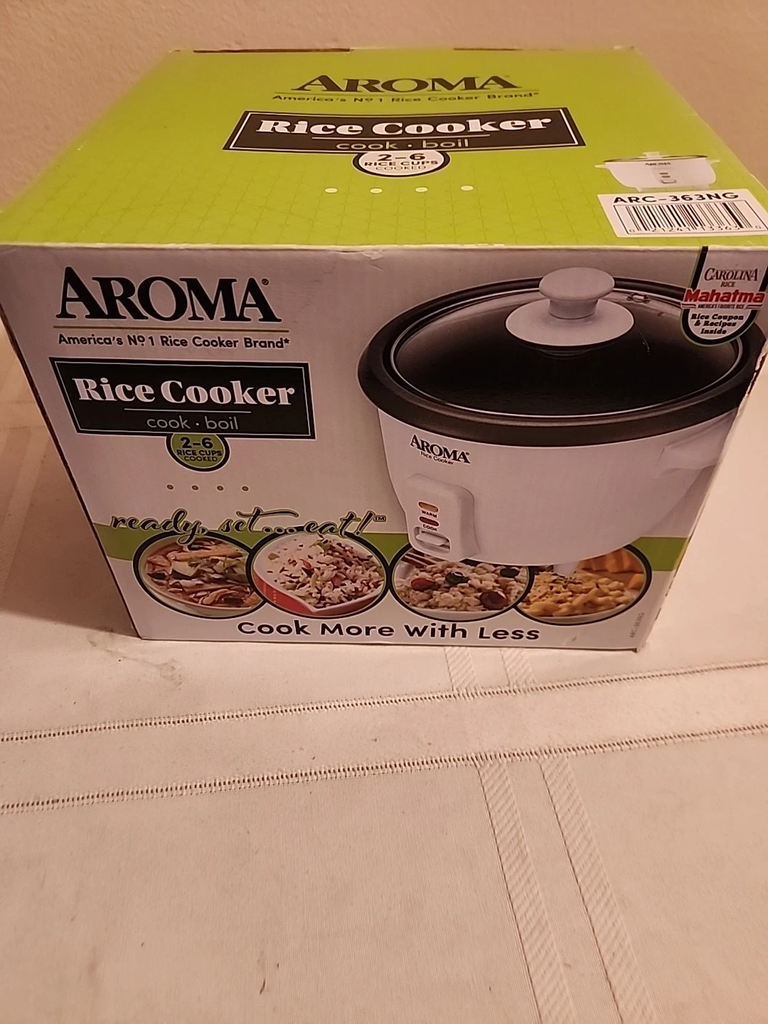 Aroma Housewares Aroma 6-cup cooked 1.5 Qt. One Touch Rice Cooker White ARC-3...