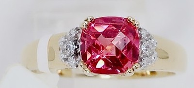 Regal Radiant Gold Plate By Karis Cushion Cut Orchid Quartz Zircon SZ. 9.25 Ring