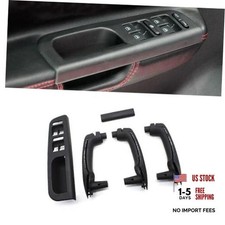 8PCS Window Lift Control Switch Cover Bezel Door Handles Grab Completes, Black