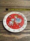 Vintage 1950s Tin Litho Children’s Plate Girl Lamb Red Background — photo 7