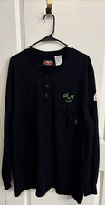Bulwark FR Henley Mens 2XL Blue Long Sleeve Flame Resistant Pocket T Shirt