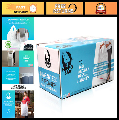 Tall Kitchen Garbage Bags with Ergonomic Handles - 13 Gallon Heavy Duty Trash Ba
