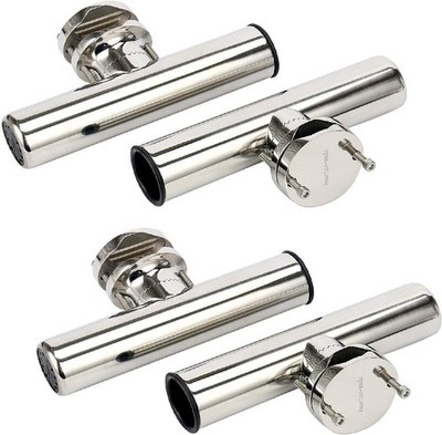 4 Pack Stainless Steel Clamp on Boat Fishing Rod Holder for Rails 1-1/4'' to 2''