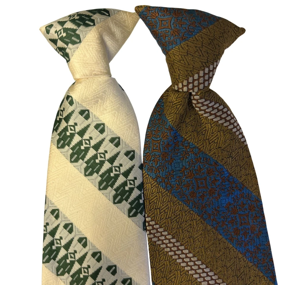 5 件复古 70 年代领带卡扣套装 JCPenney Towncraft WEMLON DISCO 脂肪夹领带 — 第 3/4 张图片