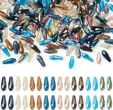 160Pcs Faceted Teardrop Crystal Beads Colorful Electroplate Glass Water Drop Bea