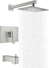 Brushed Nickel Tub Shower Faucet Set Complete, Tub and Shower Trim Kit with 10-I