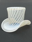 ⚪️ VTG Fenton French Opalescent Art Glass Spiral Optic Top Hat Vase