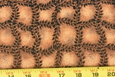 By 1/2 Yd, Black Vine Lattice on Brown  Tan Quilt Cotton, SSI/Debbie Mumm,B1434