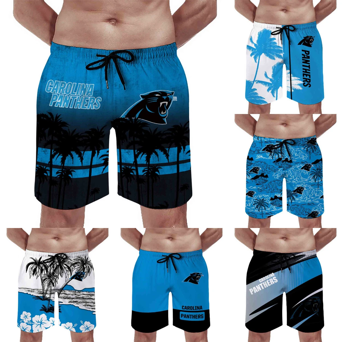 Carolina Panthers Men s Quick Dry Beach Shorts Drawstring Swim