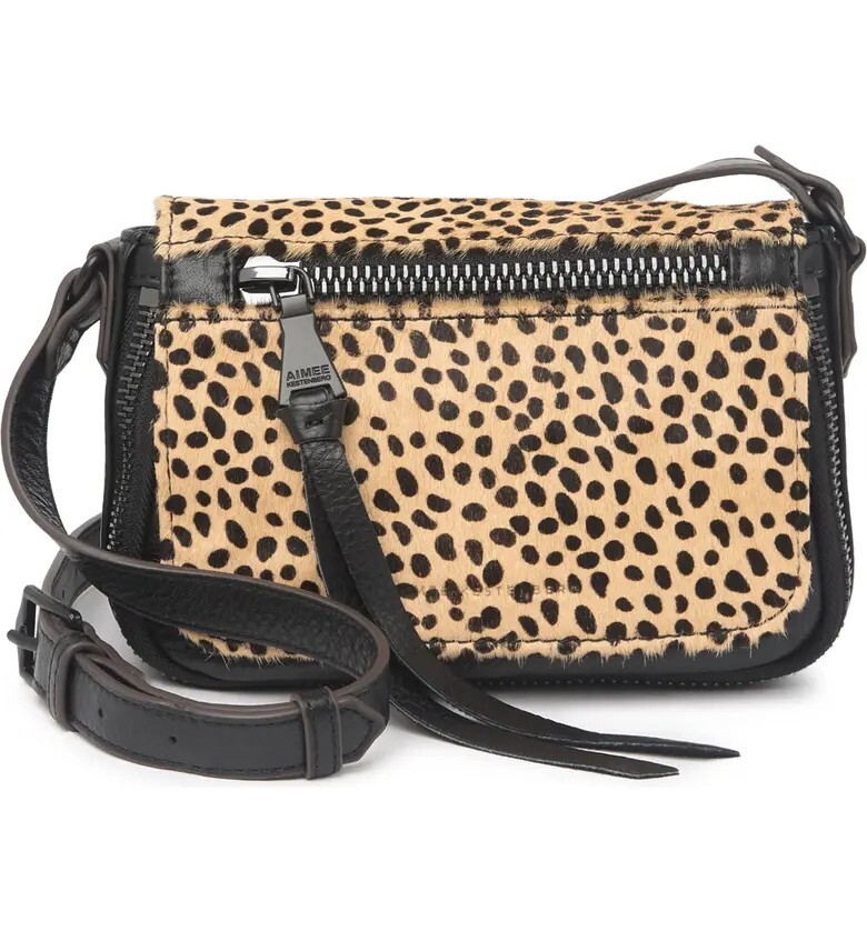 Aimee Kestenberg $168 Sorrento Cheetah Calf Hair & Black Leather Crossbody Bag