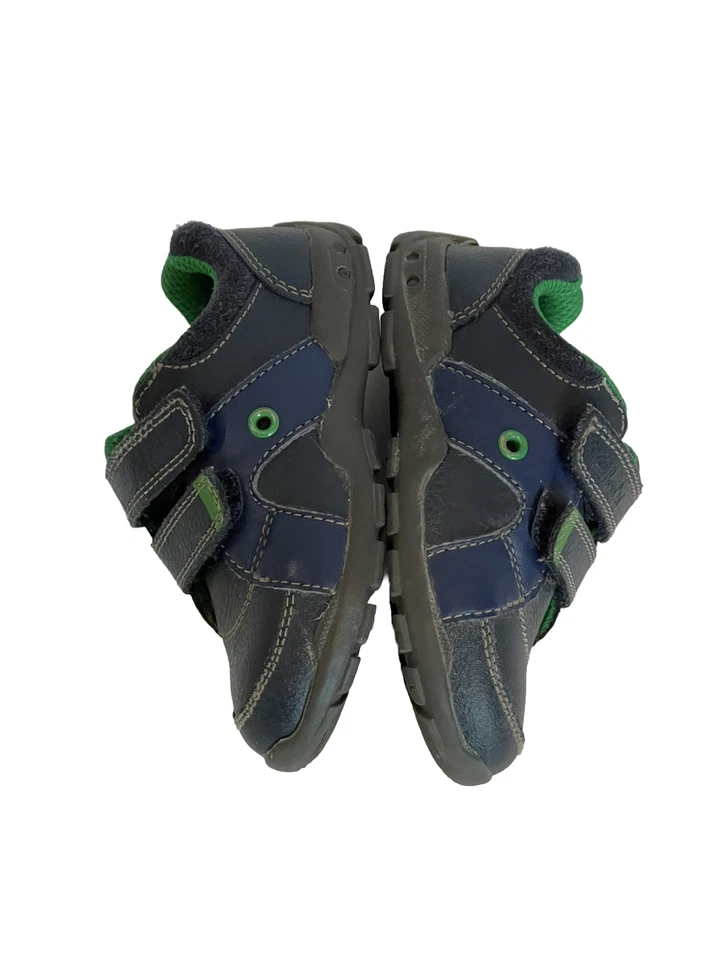 Boys Clarks First Shoes 'Flash Pop' Lights Up - Leather Blue And Green Size 5M - Image 4 of 4