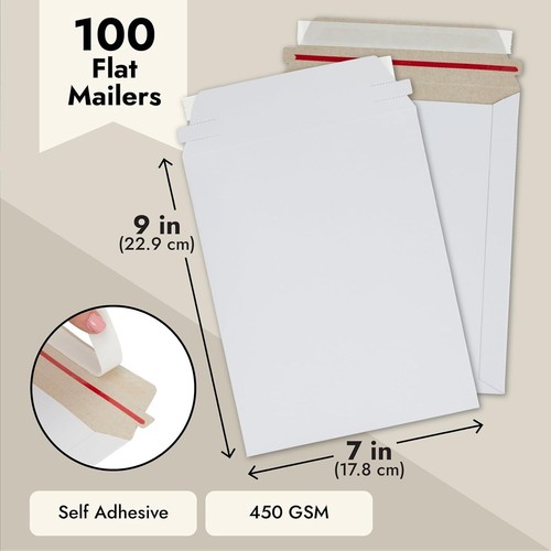 9.75"x12.25"&7''x9'' White Rigid Photo Mailers Envelopes Flat Document Self-Seal - Picture 3 of 14