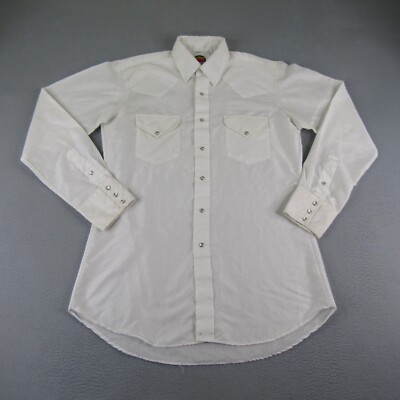 Vintage Miller Western Shirt Mens Large White Shiny Pearl
