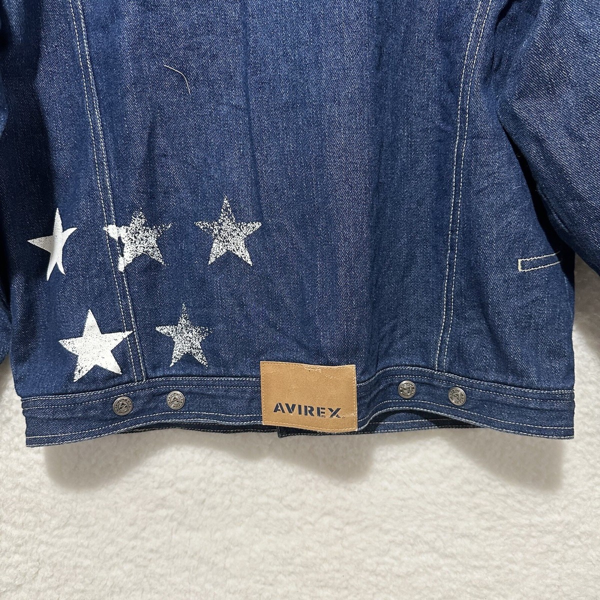 AVIREX Women's VTG Blue Denim Embroidered Jean Jacket Stars