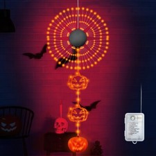 Halloween Lichterkette Kürbis LED beleuchtet Außen hängend Garten Party Deko