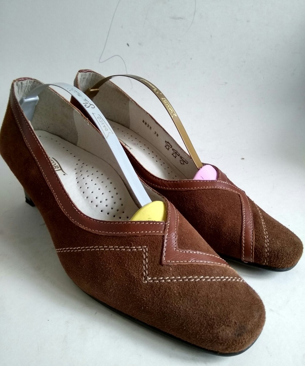 PEDICONFORT DAXON WOMENS BROWN SMOOTH SUEDE LEATHER COURT SHOES