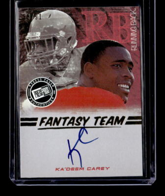 2014 Press Pass Gameday Gallery Fantasy Team Gold #FTKC Ka'Deem Carey Auto /91