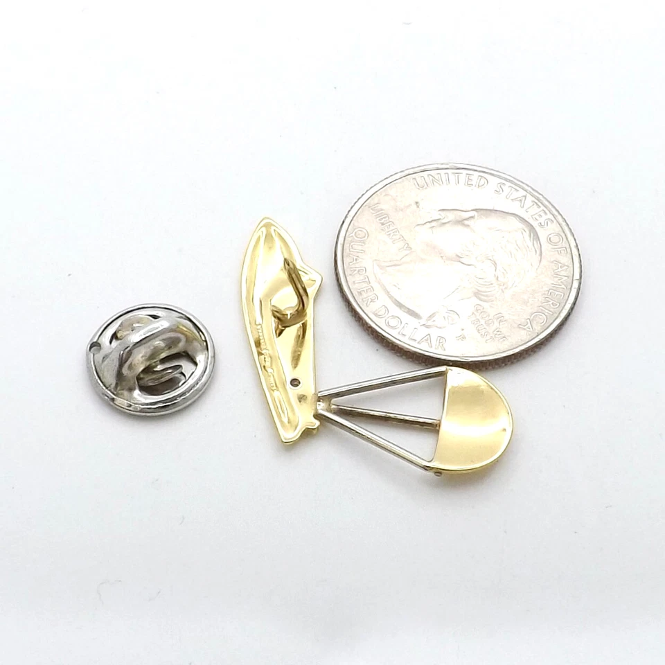Solid 18k Gold Parasailing Speed Boat Natural Diamond Tie Tac Lapel Pin Italy - Image 3 of 4