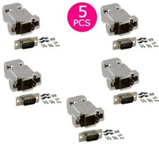 5x DB9 D-SUB 9-Pin Male Solder Cup Serial Connector Metalized Plastic Hood