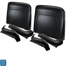 1966 GM Cars Bucket Seat Backs & Aprons Molded Plastic & Chrome 6pc Kit - Black
