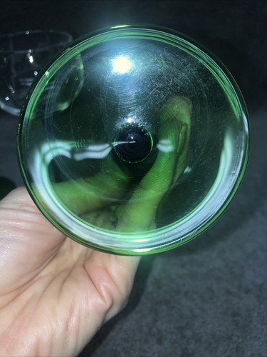 Vintage Luminarc 3 Rhine Wine Glasses Emerald Green Stem Made In France 6 1/2” - Picture 5 of 7