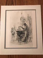 Henri Le Riche Original Etching Signed - Street Scene - 12” X 10”