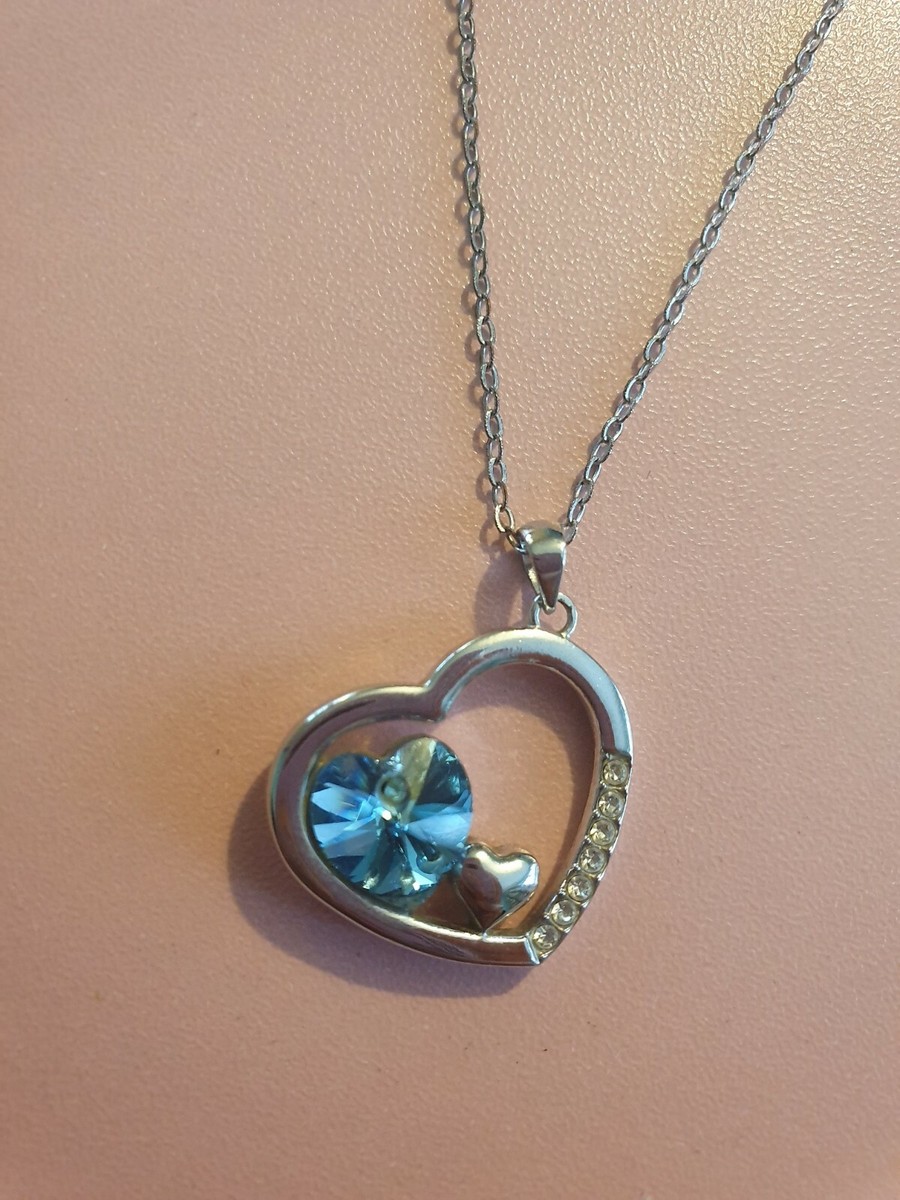 Blue Heart Pendant Warren James Crystals From Swarovski Necklace