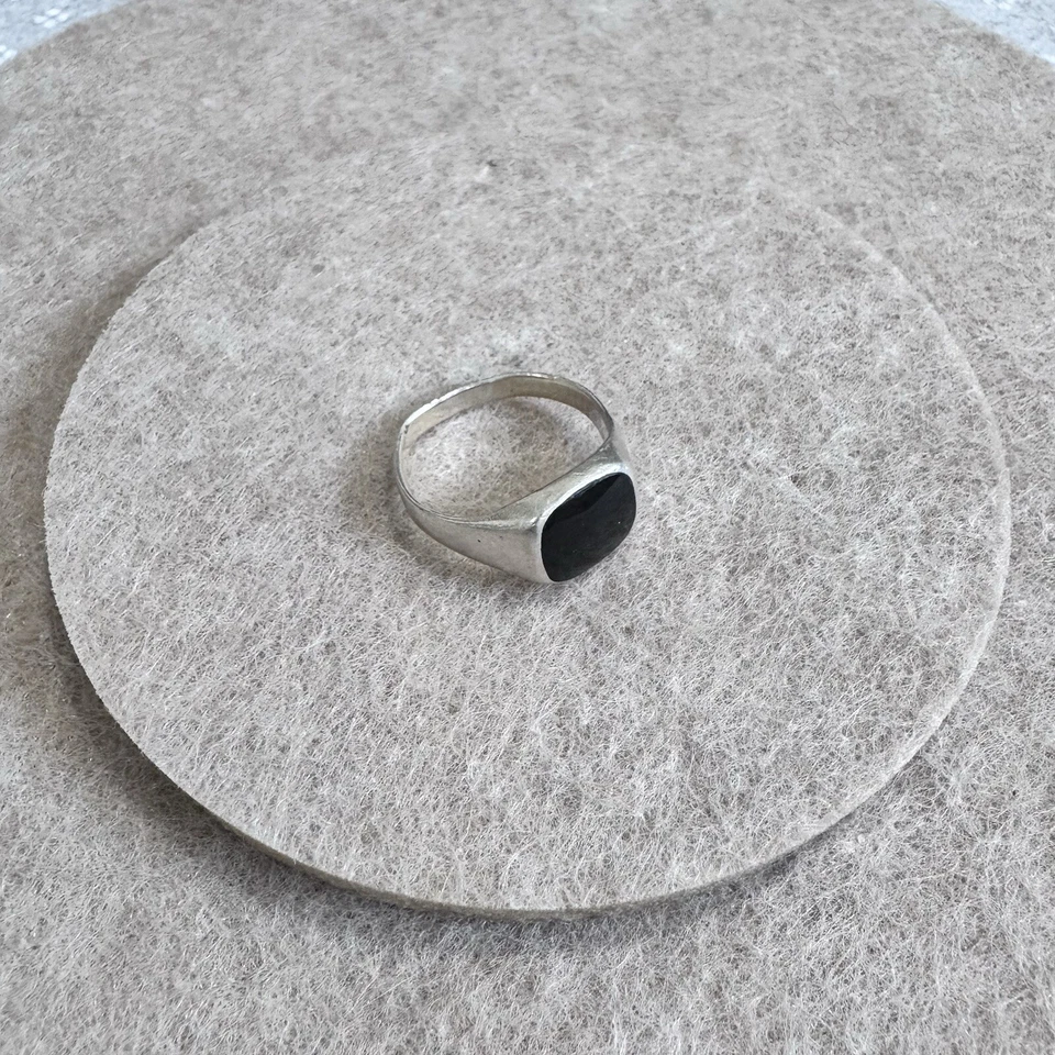 Vintage .925 Sterling Silver Mens Ring Black Onyx Signet Jewelry Size 10.5 - Image 2 of 4