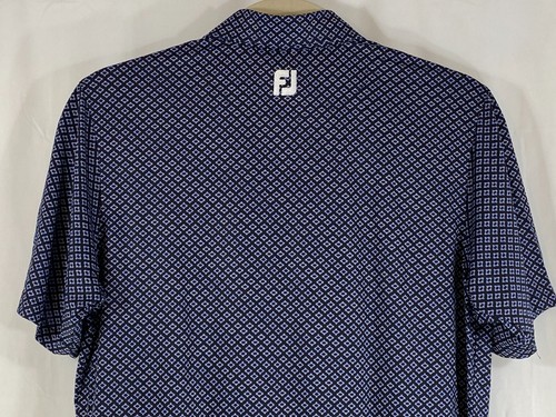FootJoy Lisle Ogee Print Polo Golf Shirt Mens Medium Black White 26215 - Picture 5 of 10