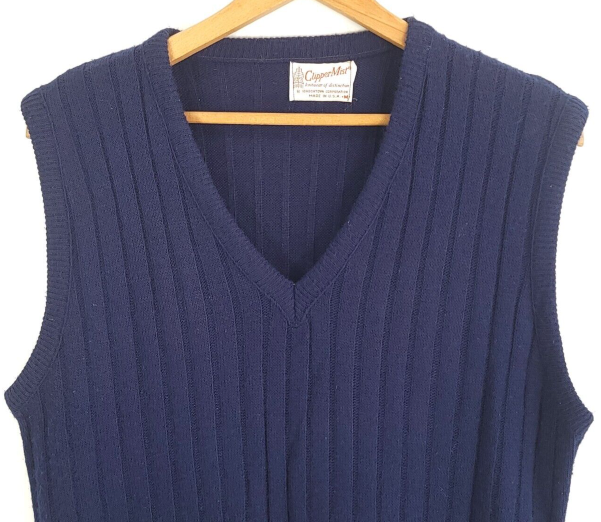 Vintage Clipper Mist Sweater Vest Men's Med Sleeveless Navy Grandpa Grunge  Geek