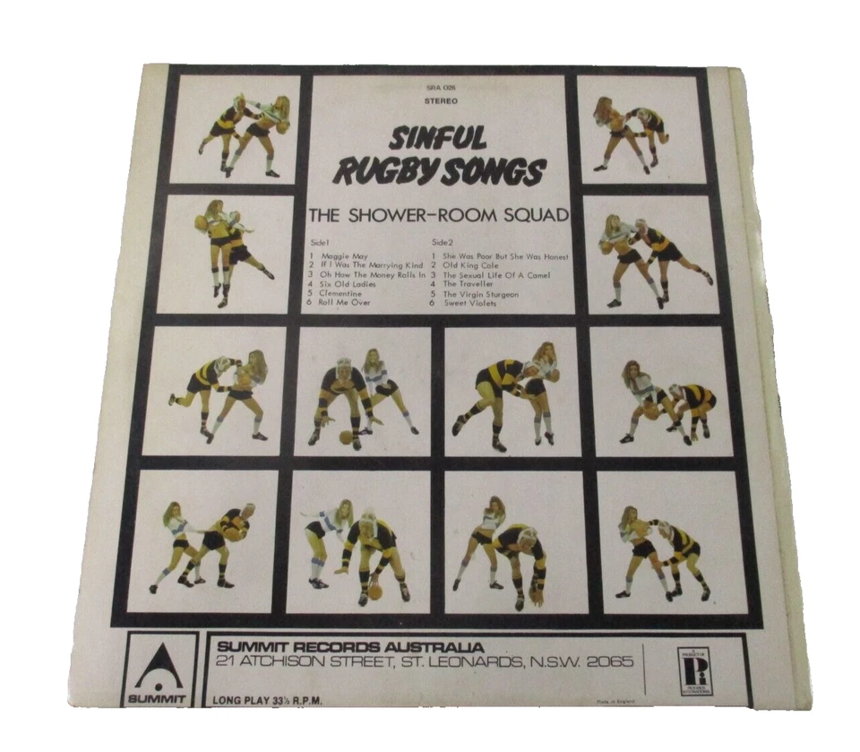 The Shower-Room Squad Sinful Rugby Songs 33RPM Vinyl LP 1970 Summit Records - Image 2 of 4
