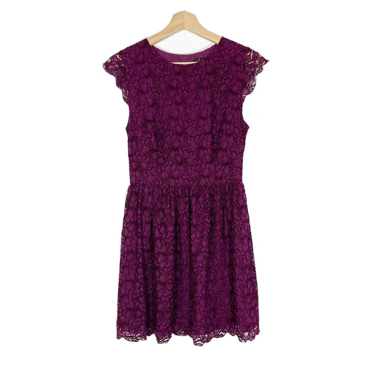 Aritzia Talula Plum Floral Lace Mini Dress Scallop Cap Sleeves Sz 2 | eBay
