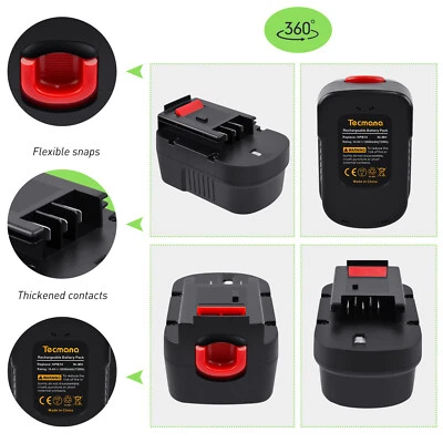 TECMANA 14,4V 5Ah Batterie/Chargeur pour Black Decker A14 A144 HPB14 FS140 B8316 BD1444L
