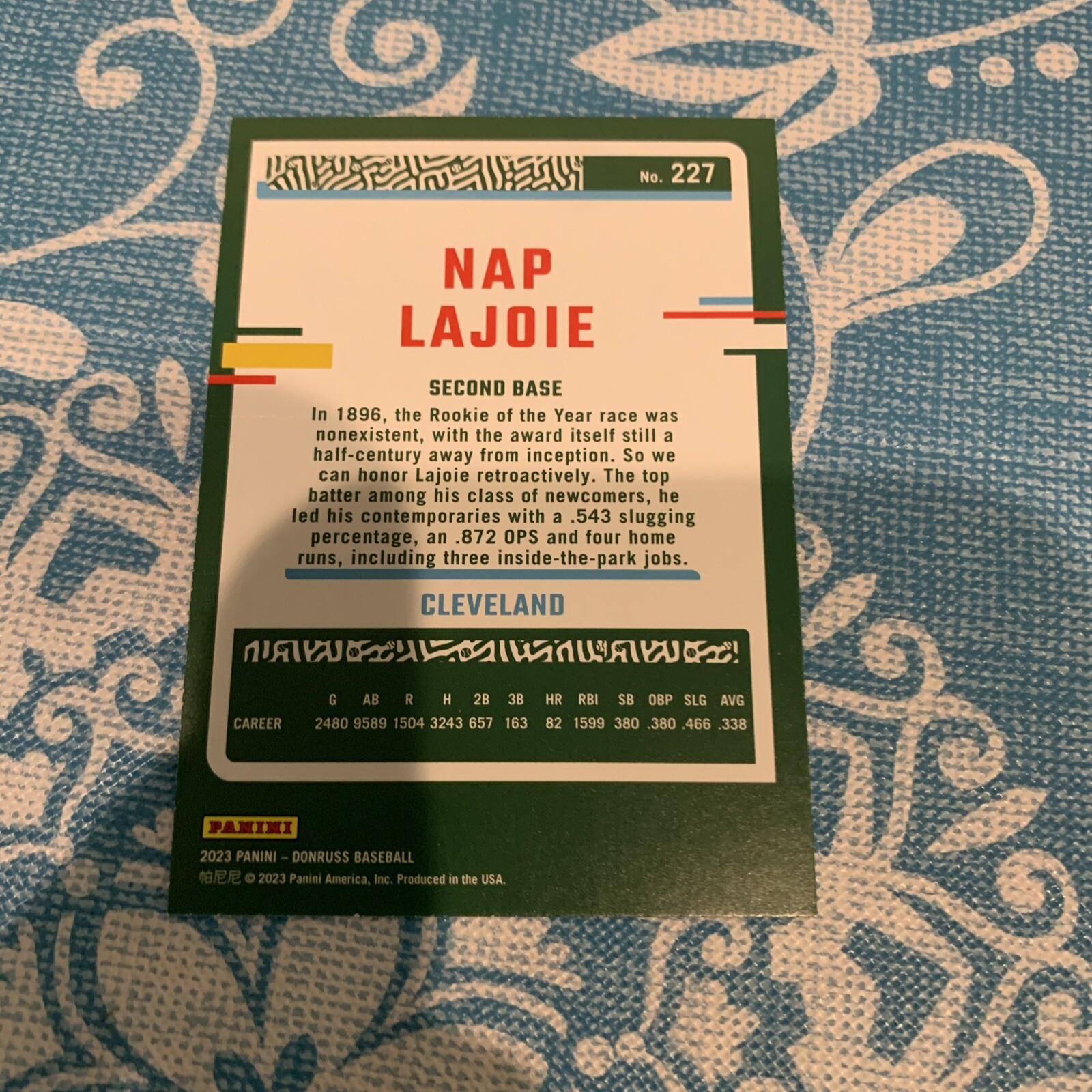 Naps Mlb 2023 Donruss Baseball Blue Foil - 227 Nap Lajoie - Cleveland Naps | eBay