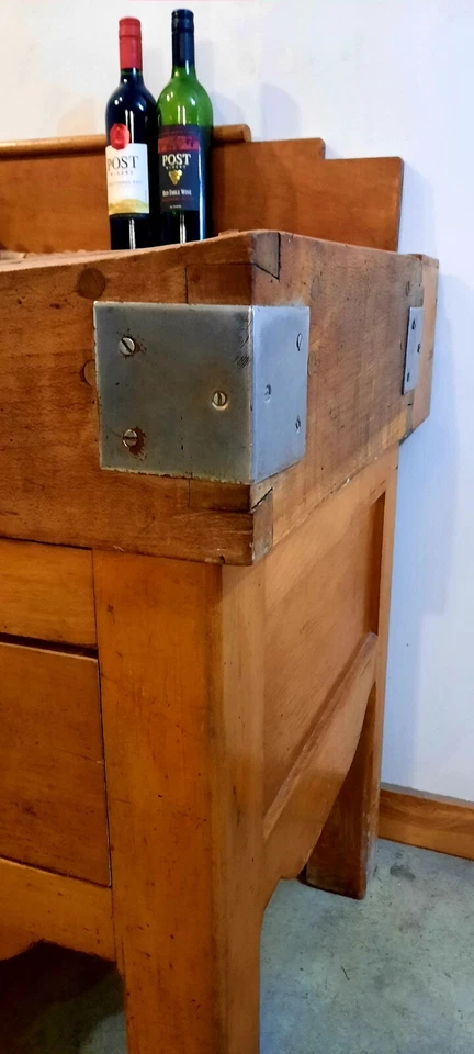 RARO Antiguo Carnicero Francés Bloque Isla Buffet Gabinete de Mesa Siglo XIX. XL Foto 2 de 4