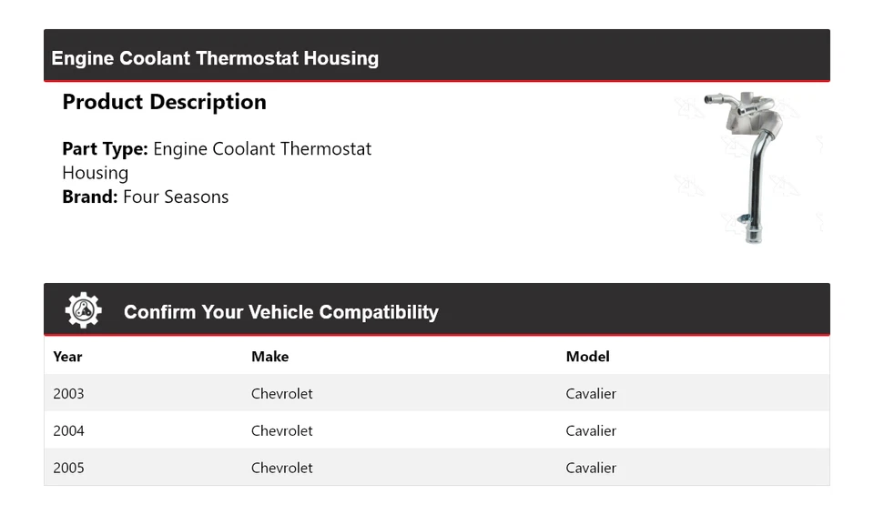 Carcasa termostato refrigerante motor Chevrolet Cavalier 2003-2005 4 estaciones Foto 2 de 4