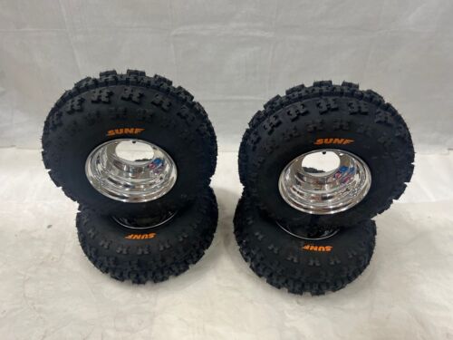 DWT Polished 8" Front Rear Wheels Rims 19" Sunf A027 19x7-8 Tires Suzuki LT80 - Picture 2 of 9