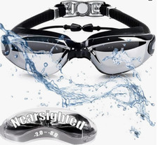 Nearsighted Swim Goggles -2.0D to -8.0D,Anti Fog Shortsighted Swimming Goggles