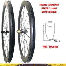 700C Road Wheelset 45mm*28mm Carbon Rim 24H Tubular Novatec Center Lock Camp Hub