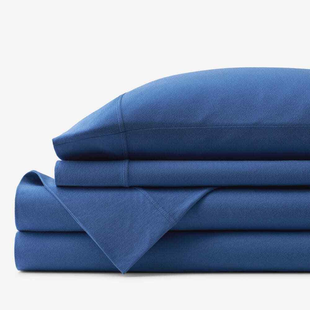 Company Cotton 4-Piece Smoke Solid Cotton Jersey Knit Queen Sheet Set