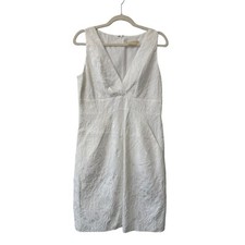 Michael Kors Italy Floral Textured Shift Dress Size 8 White Minimalist Cocktail