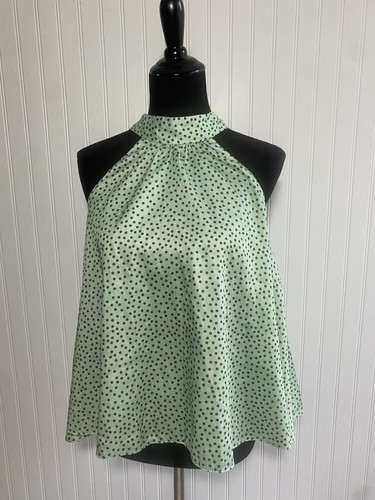 Blusa sin mangas ZARA verde marrón lunares para mujer talla mediana - Imagen 2 de 18