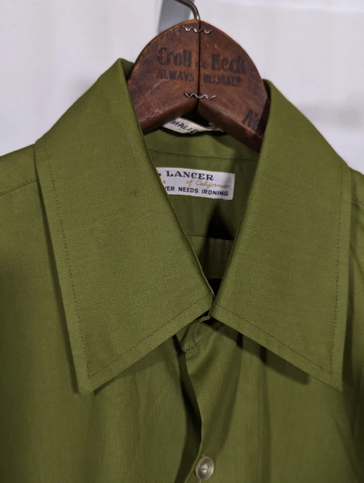 Camisa Puño Francés Verde Atómico Malibú Lanza Of California Años 60 De Colección Foto 4 de 4