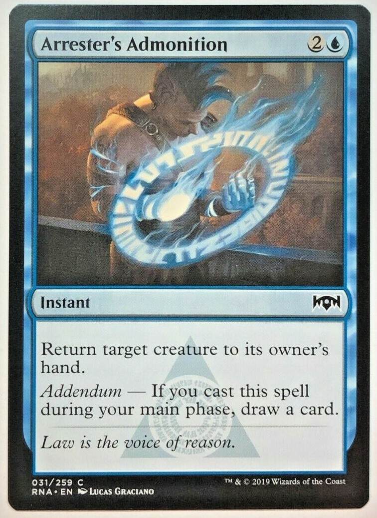 addendum cards mtg Unbreakable Formation [Ravnica Allegiance Prerelease Promos]  TokenMTG Creatures you control gain indestructible until end of turn MTG Arrester's Admonition Ravnica Allegiance